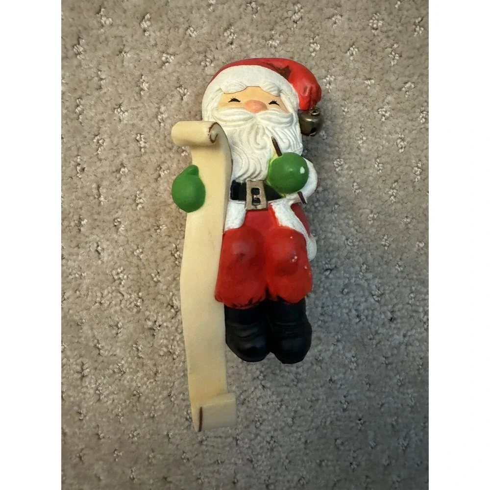 HALLMARK-SANTA CLAUS-Vintage Christmas Stocking Holder with Jingle Bell
